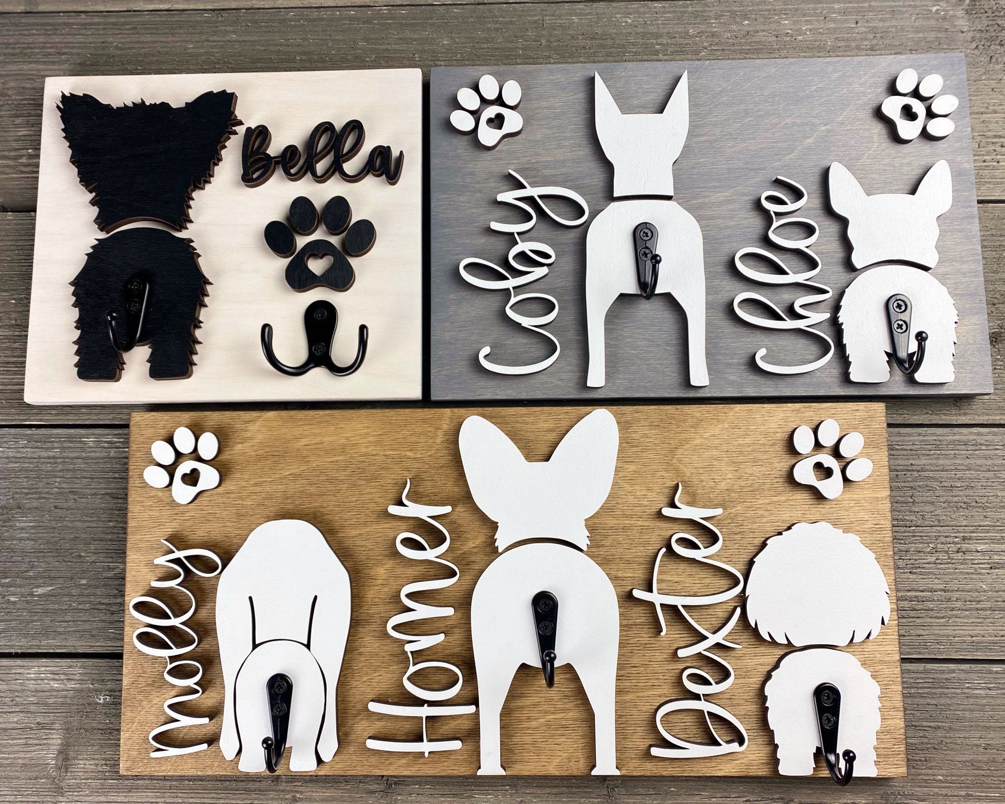 Personalized Leash Holder, Dog Butt Leash Holder, Dog Paw Print Leash…