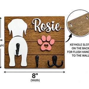 Custom Shiplap Leash Holder, Personalized Dog Leash Holder, Dog Butt Leash Holder, Dog Leash Holder, Housewarming Gift, Gift for Dog. image 3