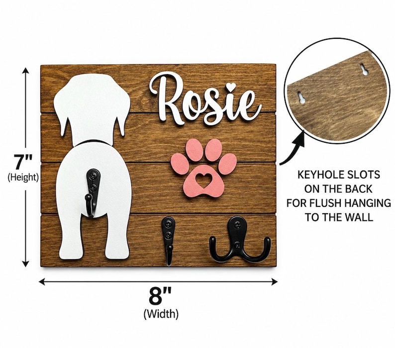 Custom Shiplap Leash Holder, Personalized Dog Leash Holder, Dog Butt Leash Holder, Dog Leash Holder, Housewarming Gift, Gift for Dog. image 3