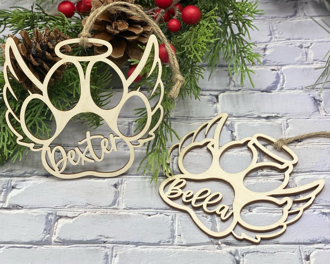 Personalized Pet Memorial Ornament, Laser-cut Baltic Birch Paw Print - Etsy
