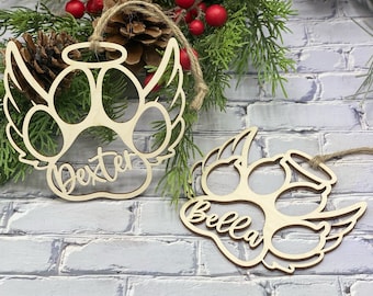 Personalized Memorial Paw Ornament, Custom Dog and Cat Paw Name Christmas Ornament, Laser-Engraved, The perfect gift for a pet lover.