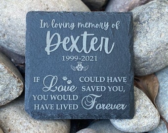 Placa de ardósia personalizada para memorial de animais de estimação: Placa comemorativa gravada para cães.