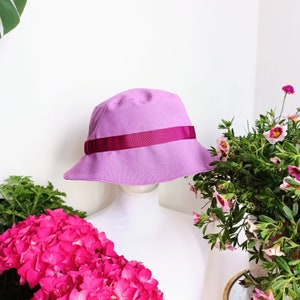 Sombreros rosas de mujer. Sombrero de pescador floral. Sombrero para el sol reversible. Sombrero de verano hecho a mano. Sombrero imagen 5