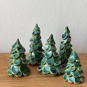 Árboles de Navidad pequeños | Árboles de Navidad de cerámica | Decoración navideña | Árbol de cerámica decorativo para Navidad | Verde semitransparente