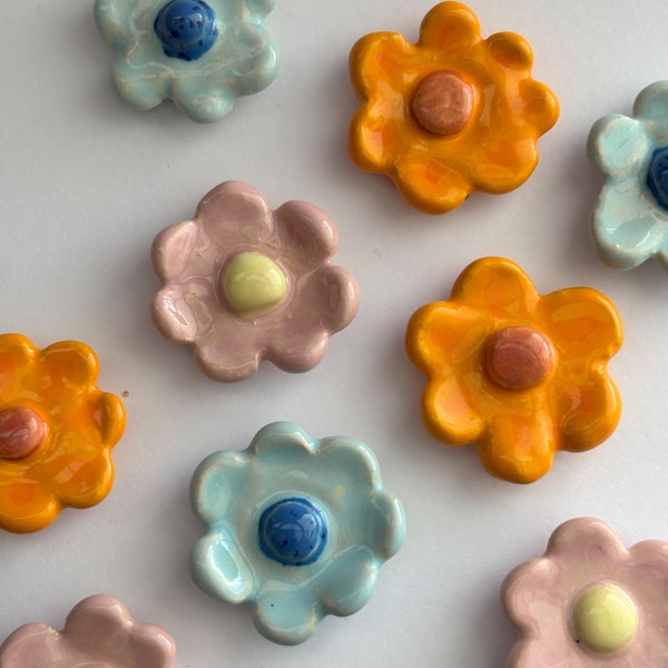 Tiny Ceramic Easter Flowers - Easter decoration - Ceramic Easter Table Decoration