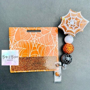 Halloween Badge Reel, Spiderweb Badge Reel & Badge Buddy Set, Spooky Badge Reel, Retractable ID Holder, Spooky Season Badge Reel, Nurse Gift