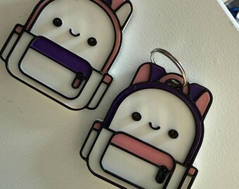 Custom NFC Backpack Tag 2-Pack: Kawaii Emergency Contact Keychain