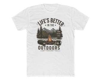 Life's Better in the Outdoors Tee | Camping Tent Campfire Nature Mountains