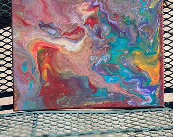 11x14 toile étirée « Rainbow Galaxy » Acrylique Pour peinture abstraite