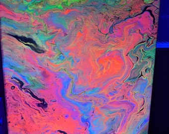 11x14 Toile « Entre les fissures ». Blacklight Art Acrylique Pour Peinture