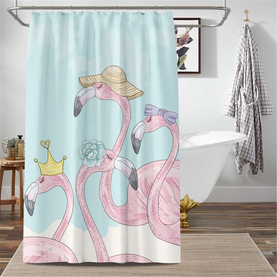 Flamingo Shower Curtain Pink Flamingo Shower Curtain Liner Etsy
