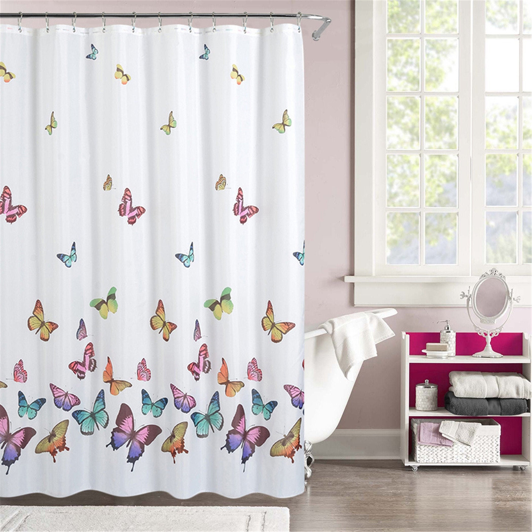 Colorful Butterfly Partition Curtain Simple Shower Curtain Etsy