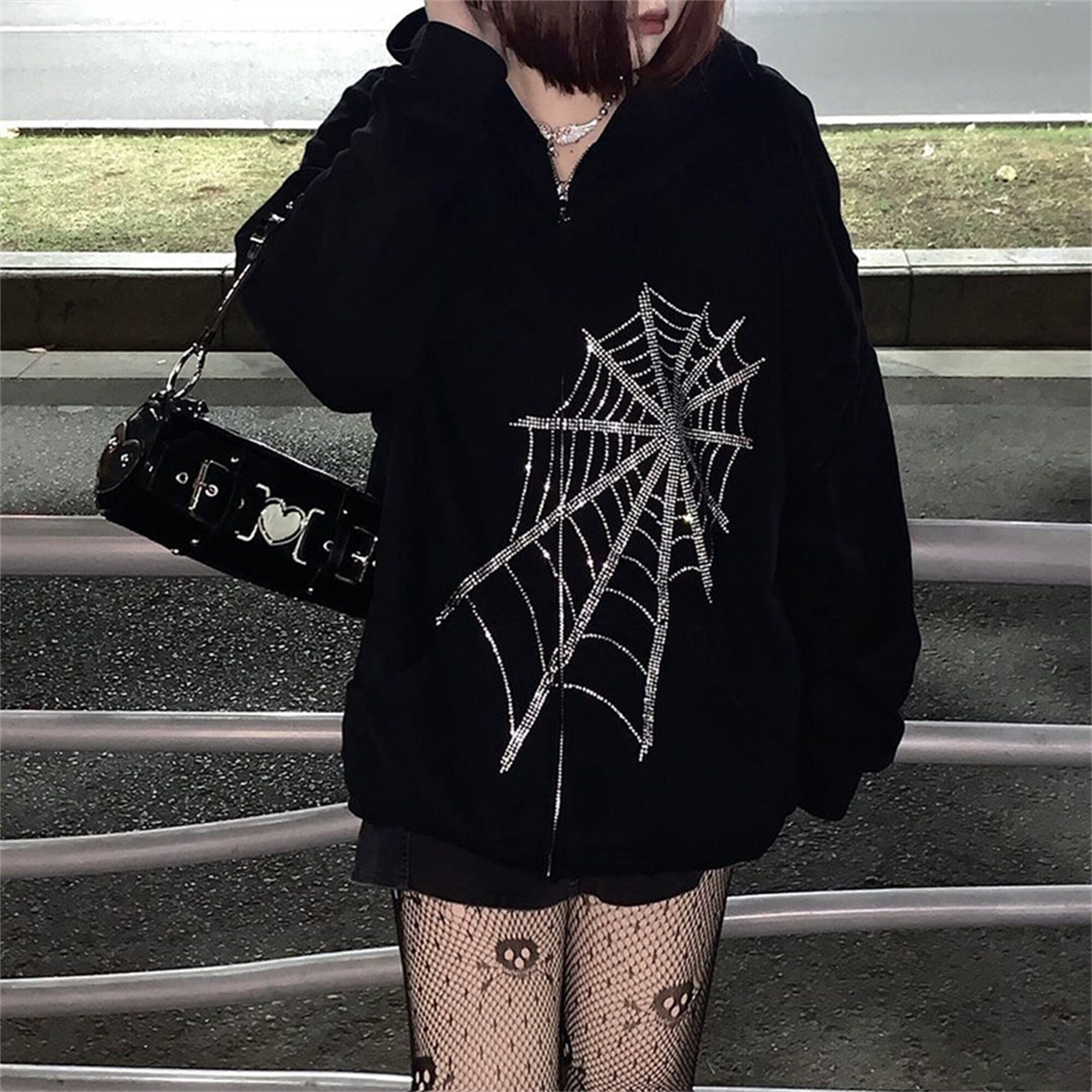 Spider web hoodie - Etsy Polska