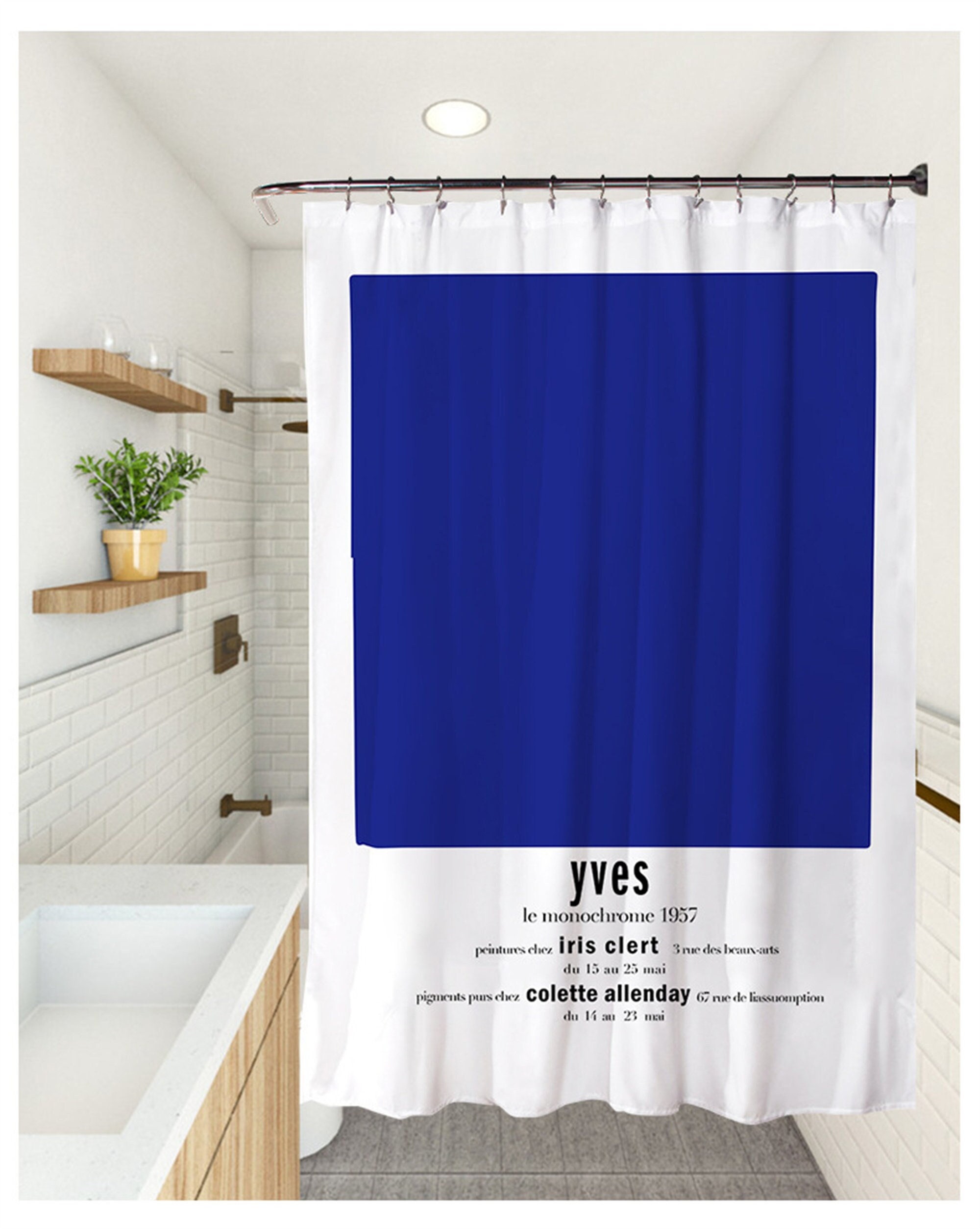 Art Painting Shower Curtain Klein Blue Shower Curtain Etsy