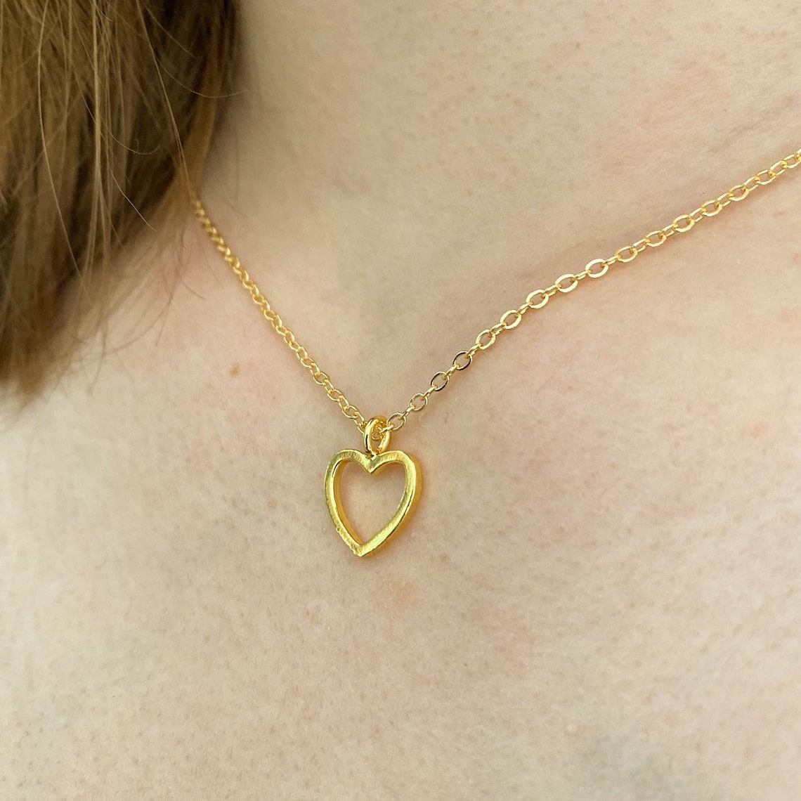Gold Plated Heart Necklace gold necklace dainty jewellery Etsy