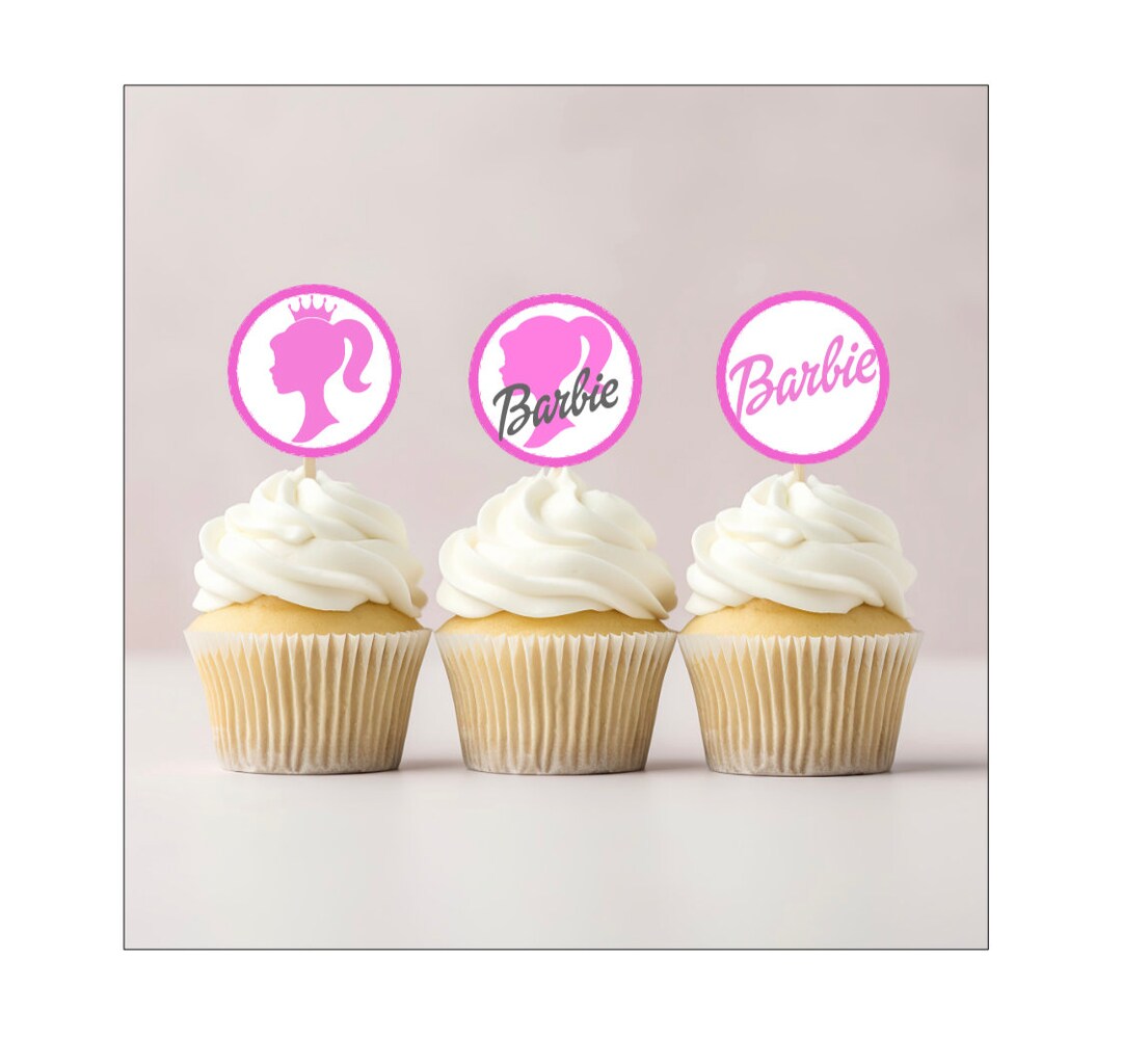Barbie Cupcake Topper Birthday Toppers 20 Cupcake Toppers - Etsy