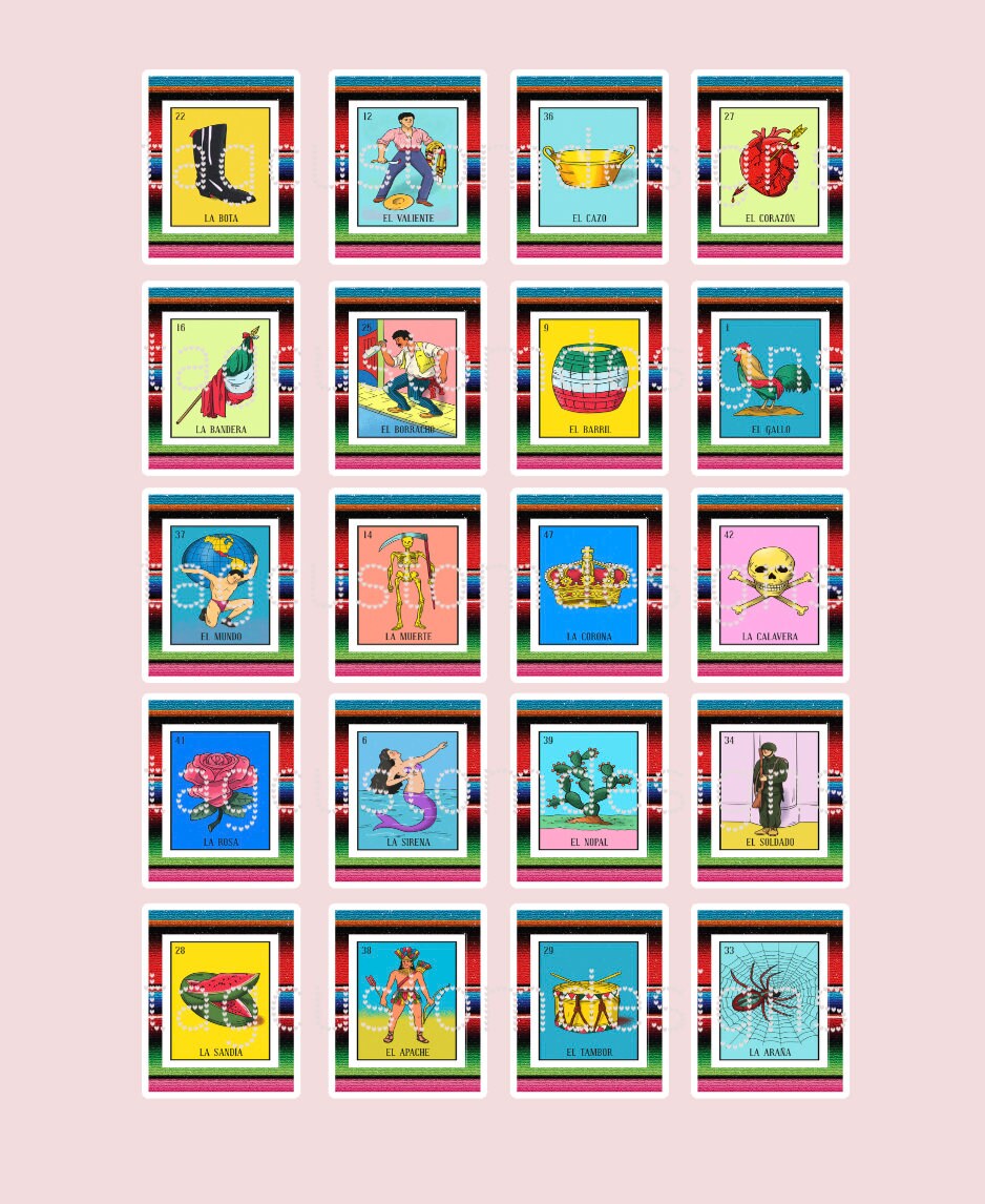 Loteria Cupcake Toppers Birthday Party 20 Cupcake Toppers Loteria Etsy