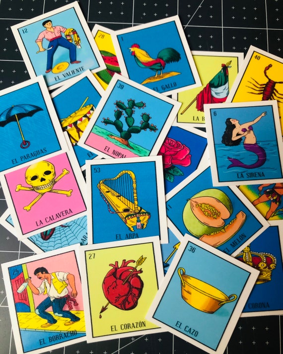 Loteria stickers set of 20 mini loteria stickers | Etsy