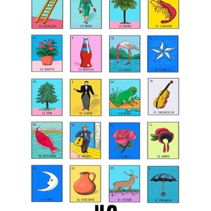 Loteria Stickers | Set of 20 Mini Loteria Stickers - Etsy