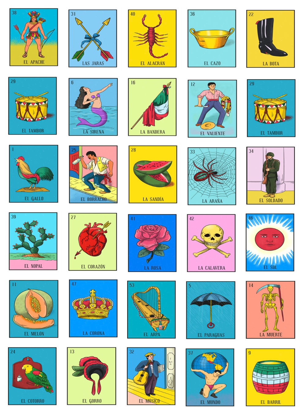 Loteria Cupcake Toppers Birthday Party 30 Cupcake Toppers Loteria Etsy