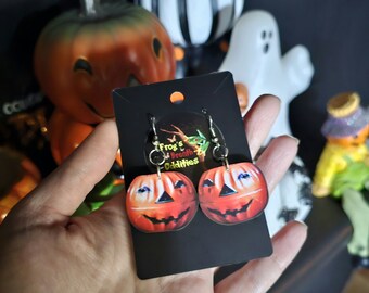 Vintage Halloween Inspired Wood Earrings Goth Jewelry Alternative Fashion Spooky Accessories Halloween Creepy Dark Aesthetic