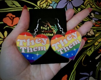 They Them Acrylic Earrings LGBTQ Pride Jewelry Accessories Love Celebration