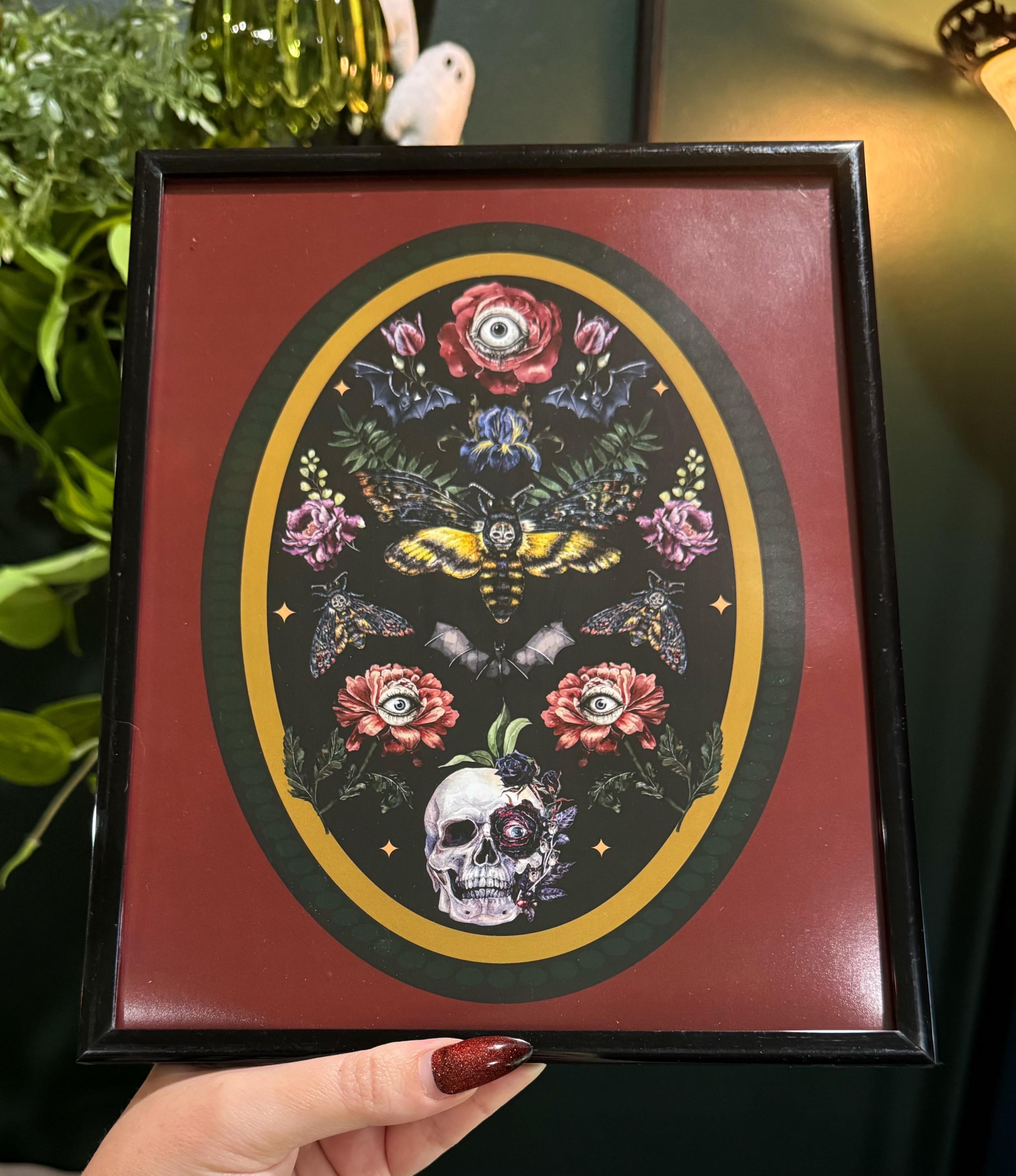 Death’s Head Hawk Moth Floral Art, Victorian Wall Art Print Size 8x10 ...