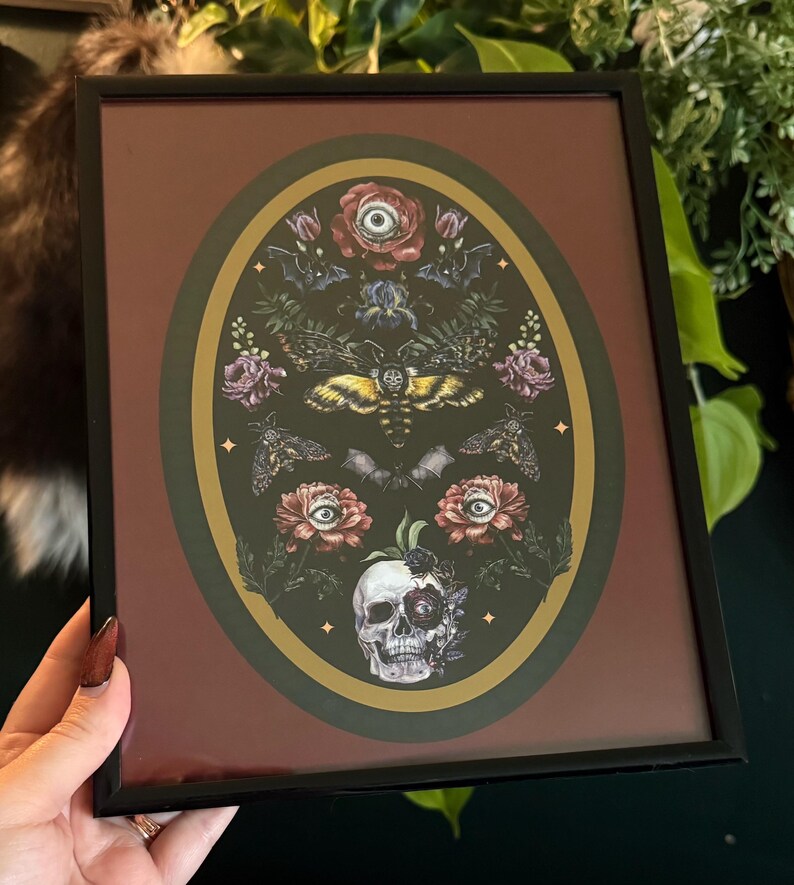 Death’s Head Hawk Moth Floral Art, Victorian Wall Art Print Size 8x10 ...