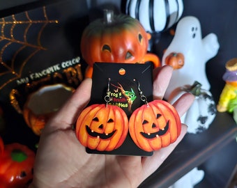 Vintage Halloween Inspired Wood Earrings Goth Jewelry Alternative Fashion Spooky Accessories Halloween Creepy Dark Aesthetic