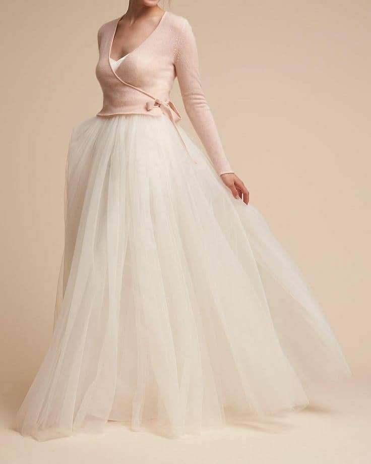 high empire waist wedding dress Cape Detailed Pearl Embroidered Empire Waist Wedding Dress main image 1