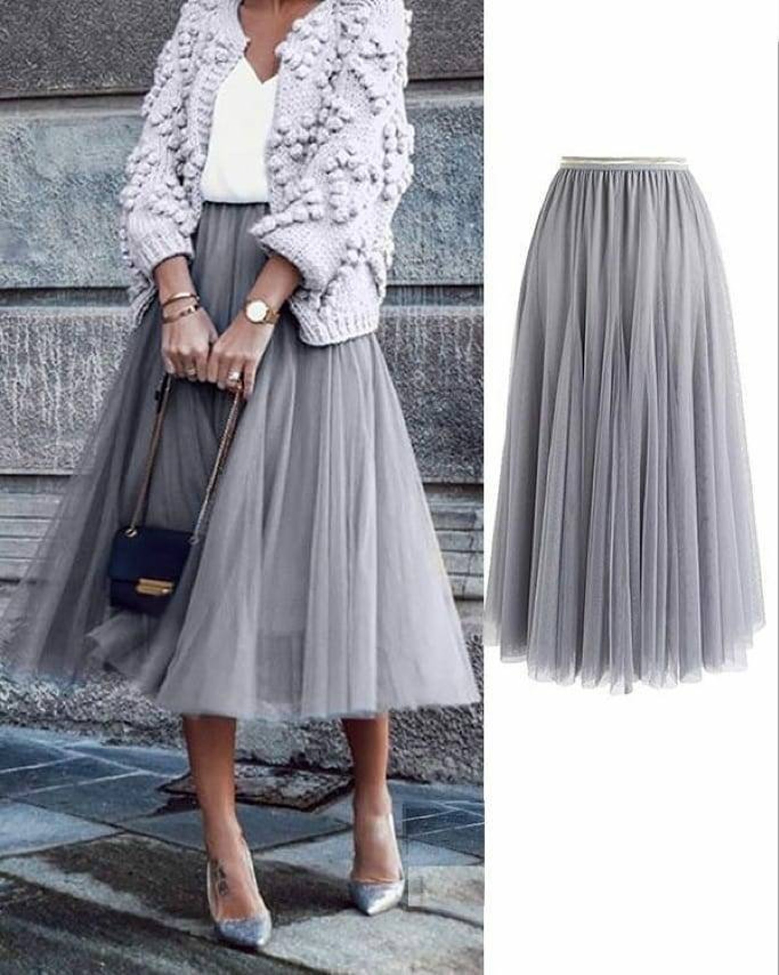Gray Tulle Skirt Women's Plus Size Tulle Skirt Mini Etsy