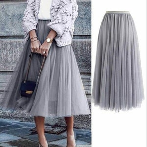 Gray Tulle Skirt Women's Plus Size Tulle Skirt Mini Wedding Tulle Skirt ...