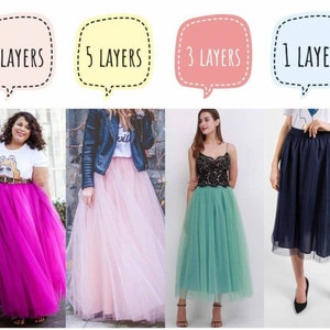 1, 3, 5, 7 Layers Midi Tulle Skirt Bridal  women's plus size tulle skirt short skirt mini wedding tulle skirt maxi skirt gray birthday gift