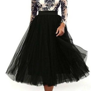 Skirt with pockets Black tutu skirt Women's A Line Short Knee Length Tutu Tulle Prom Party Skirt Layered Tutu Knee Length Elastic Waistband