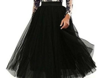 Skirt with pockets Black tutu skirt Women's A Line Short Knee Length Tutu Tulle Prom Party Skirt Layered Tutu Knee Length Elastic Waistband