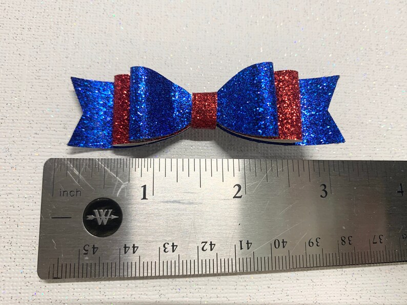 Mini 4th of July Glitter Hair Bow SetPigtail Bow Set