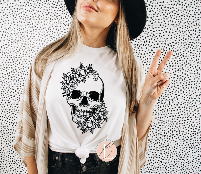 Skull Screenprint, RTS Rose Skull Sublimation Rock N Roll Screenprint
