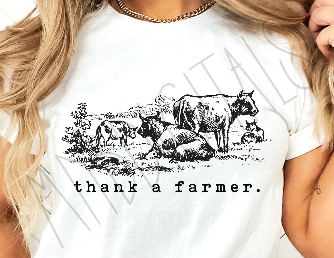 Thank a Farmer, Vintage Shirt, Cute Cow Shirt, Western Graphic Tee