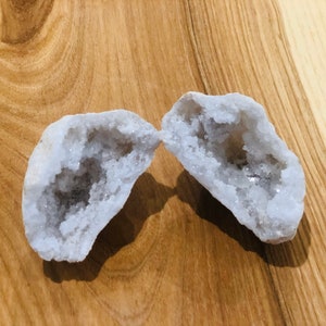 Quartz Crystal Geode Rock, Whole geode, professionally pre-cracked. Matching pair. Crystal Geode.