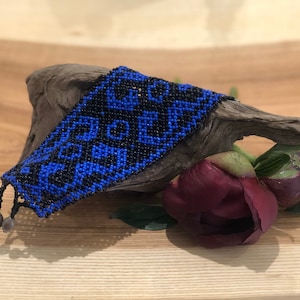 Shipibo Beaded Bracelet - Indigenous Shamanic Icaro Art Bracelet - Extra Wide 7cm