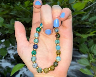 Earthy Jasper Gemstone Bracelet | Natural Stone Beaded Bracelet | Boho Jewelry | Nature Lover Gift | Handmade Crystal gift