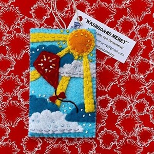 Sunny Summer Sky Kite Hand Made Felt Christmas Tree Ornament