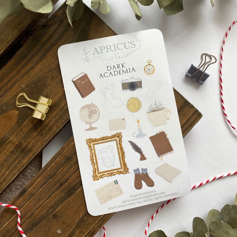 dark academia aesthetic sticker sheet old fashioned