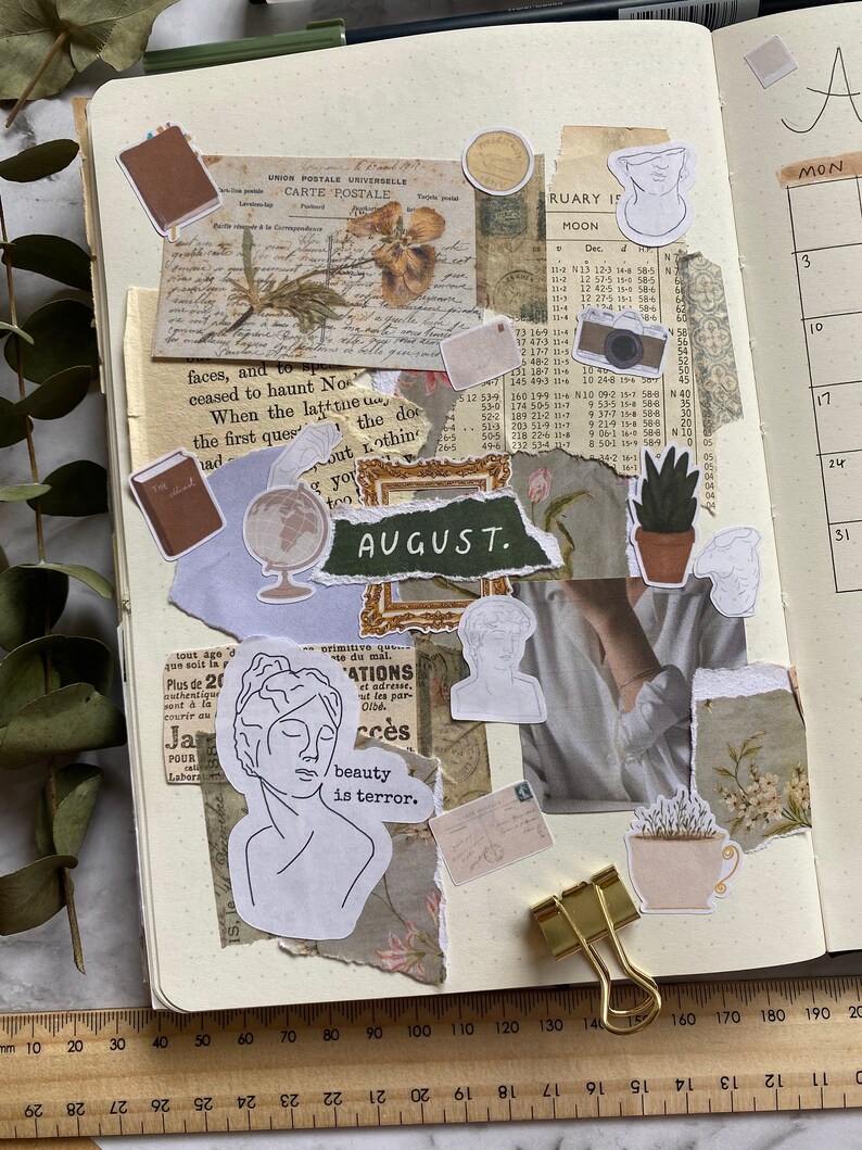 dark academia aesthetic sticker sheet old fashioned
