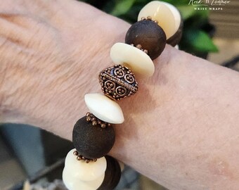 Chunky  tribal bracelet with a copper focal!