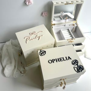 Individuelle Schmuckschatulle | Personalisierter Schmuck Organizer | Geschenk für Sie | Blumenmädchen Geschenk | Ballerina Schmuckschatulle | Luxus Schmuckschatulle |
