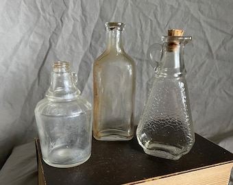 Set of 3 Clear Glass antique bottles