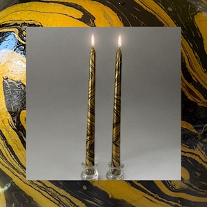 marbled taper candle black & gold elegant candlelight handpainted home decoration gift wedding party centerpiece candlestick
