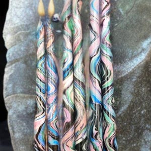 marbled taper candle abalone shell swirl iridescent dip-dyed candlestick home decor gift wedding party holiday centerpiece romantic ambiance