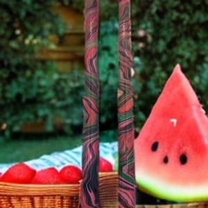 marbled taper candle watermelon swirl stylish fashion designer candlestick handpainted   home decor gift wedding holiday party centerpiece